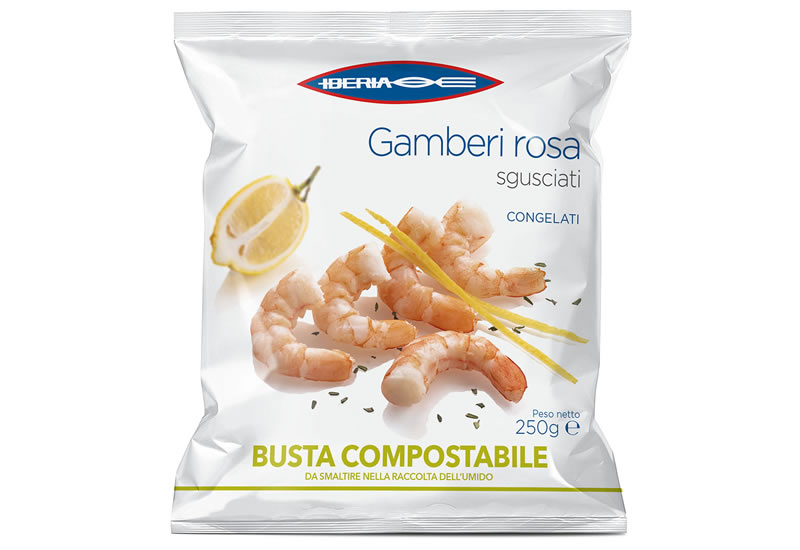 Gamberi rosa sgusciati in busta compostabile